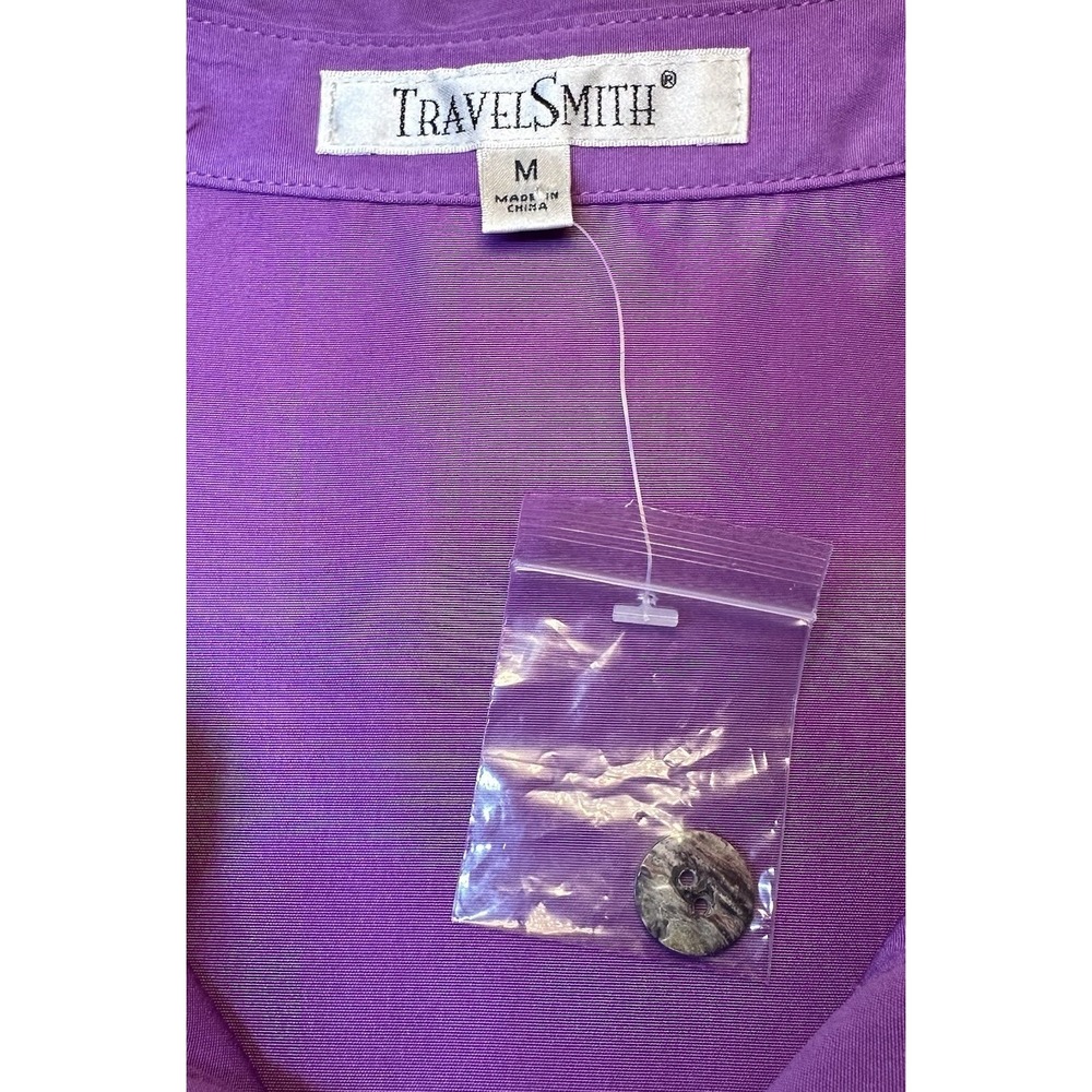 Travel Smith Tunic Top Womens Medium Purple Button Up Long Sleeve Front Pocket - Picture 10 of 12